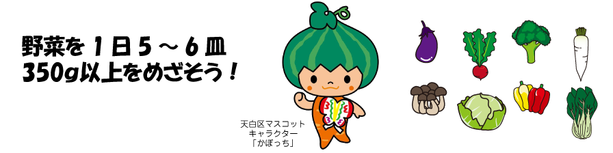 野菜を1日5～6皿 350ｇ以上をめざそう！